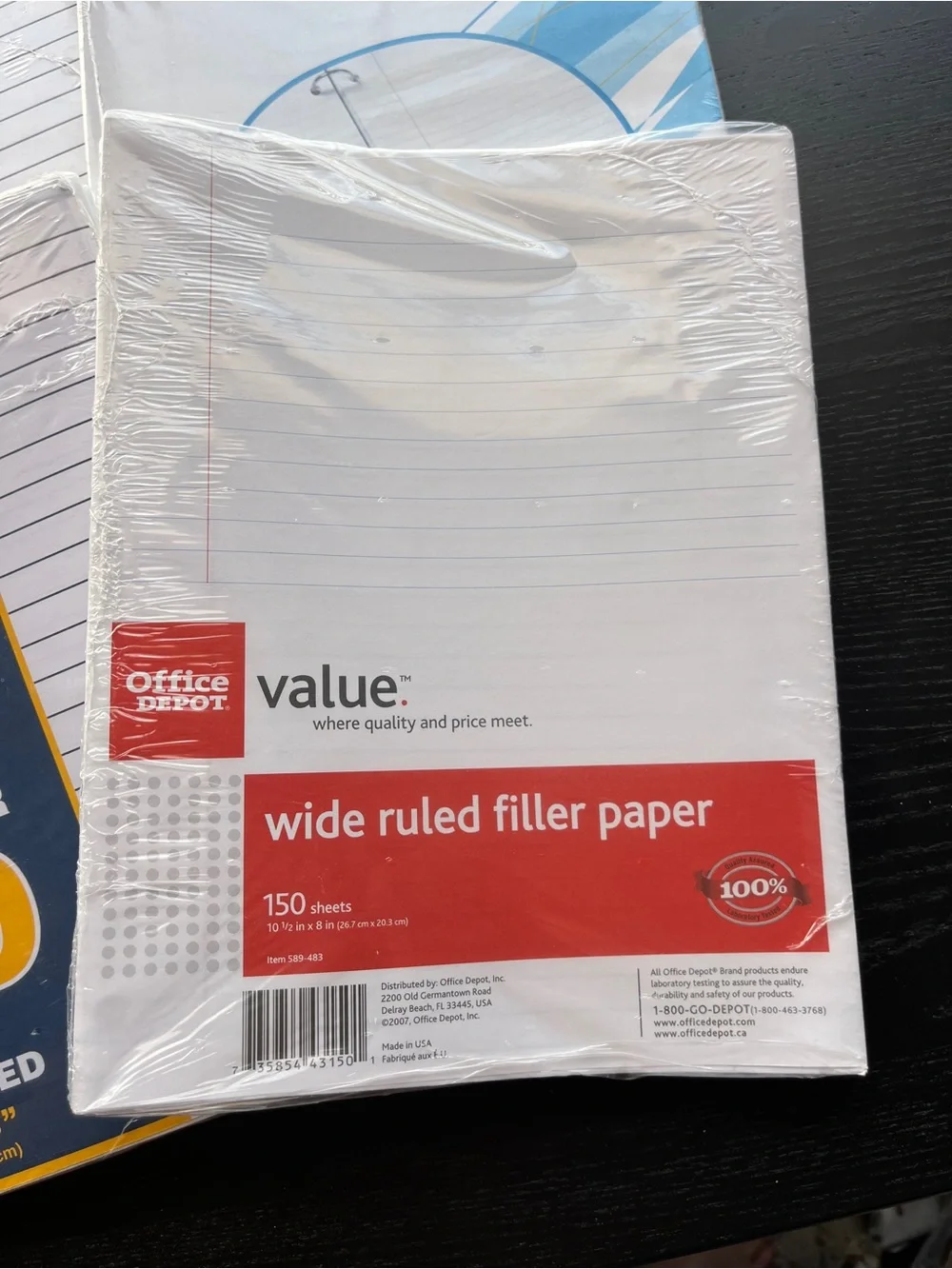 Norcom Office Depot OfficeMax Wide Ruled Filler Paper Lot 550 Sheets 10.5